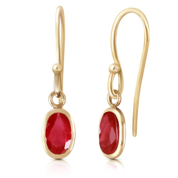 GOLD FISH HOOK EARRINGS WITH NATURAL RUBIES
